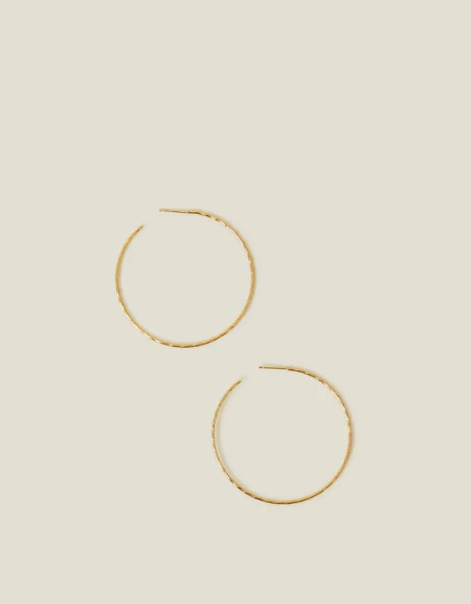 Accessorize 14ct Gold-Plated Large Diamond Cut Hoop Earrings