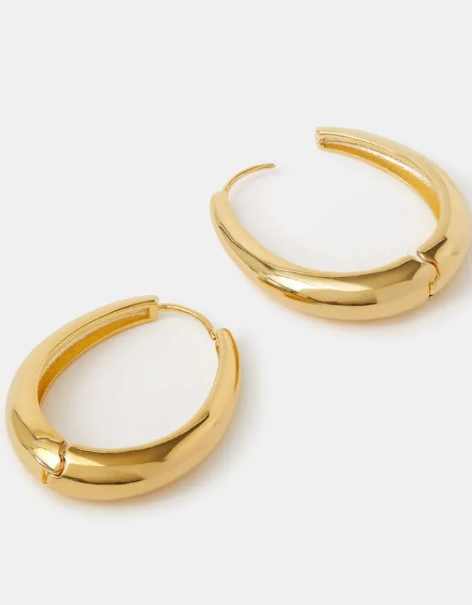 Accessorize 14ct Gold-Plated Large Oval Hoop Earrings