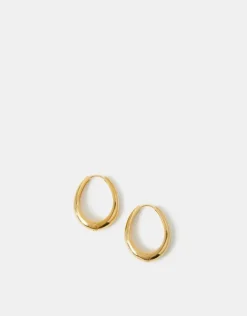 Accessorize 14ct Gold-Plated Large Oval Hoop Earrings