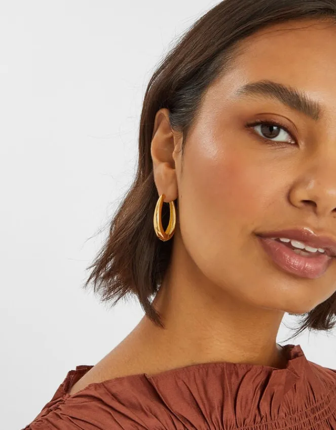 Accessorize 14ct Gold-Plated Large Oval Hoop Earrings