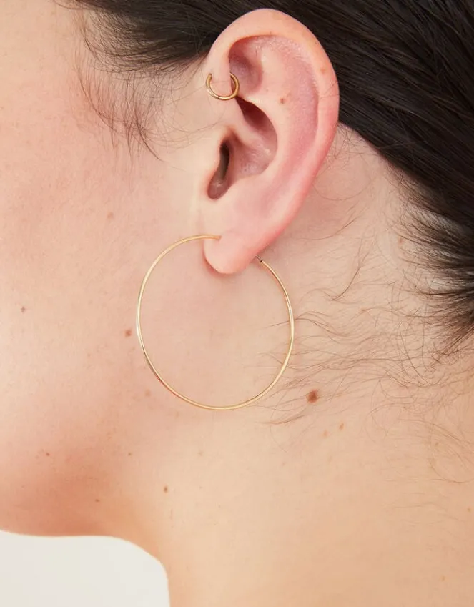 Accessorize 14ct Gold-Plated Medium Hoop Earrings