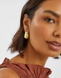 Accessorize 14ct Gold-Plated Molten Curve Drop Earrings