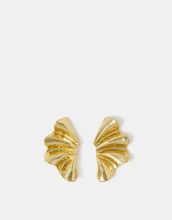 Accessorize 14ct Gold-Plated Molten Fan Stud Earrings