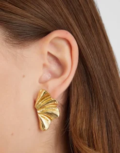 Accessorize 14ct Gold-Plated Molten Fan Stud Earrings