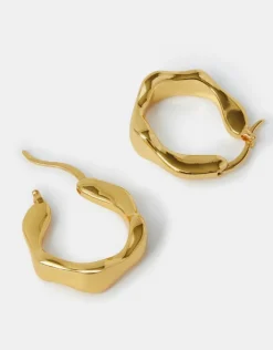 Accessorize 14ct Gold-Plated Molten Hoop Earrings