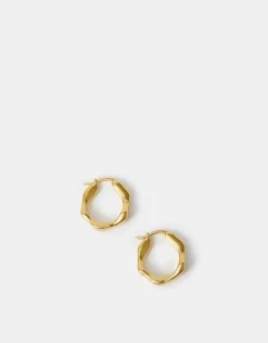 Accessorize 14ct Gold-Plated Molten Hoop Earrings