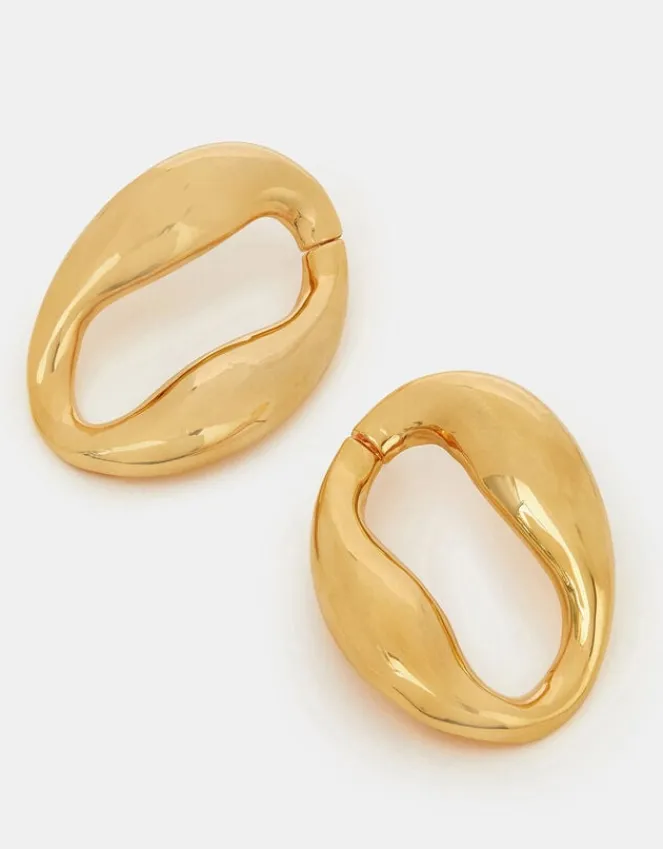 Accessorize 14ct Gold-Plated Molten Loop Stud Earrings
