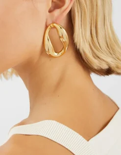 Accessorize 14ct Gold-Plated Molten Loop Stud Earrings