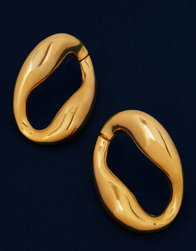 Accessorize 14ct Gold-Plated Molten Loop Stud Earrings