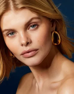 Accessorize 14ct Gold-Plated Molten Loop Stud Earrings