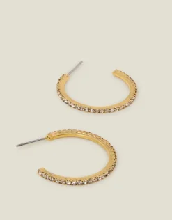 Accessorize 14ct Gold-Plated Pav&eacute; Hoop Earrings