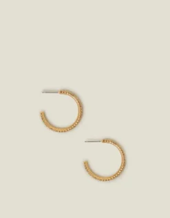Accessorize 14ct Gold-Plated Pav&eacute; Hoop Earrings