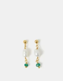 Accessorize 14ct Gold-Plated Pearl Stone Drop Earrings