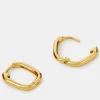 Accessorize 14ct Gold-Plated Rectangular Hoop Earrings