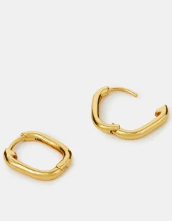 Accessorize 14ct Gold-Plated Rectangular Hoop Earrings