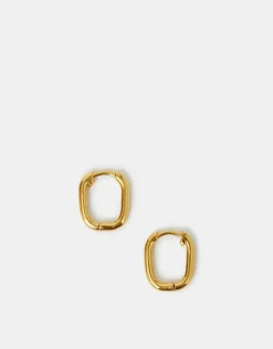 Accessorize 14ct Gold-Plated Rectangular Hoop Earrings