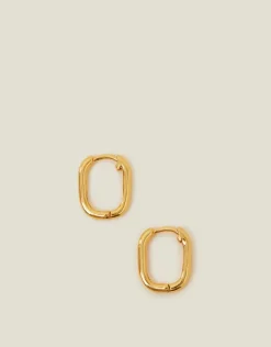 Accessorize 14ct Gold-Plated Rectangular Hoop Earrings
