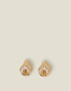 Accessorize 14ct Gold-Plated Rib Tapered Stud Earrings