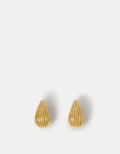 Accessorize 14ct Gold-Plated Ribbed Curve Drop Earrings