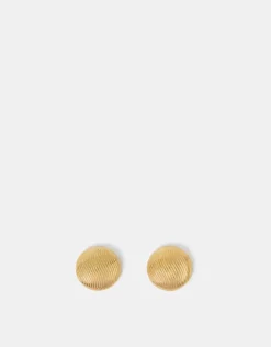 Accessorize 14ct Gold-Plated Ridge Button Stud Earrings