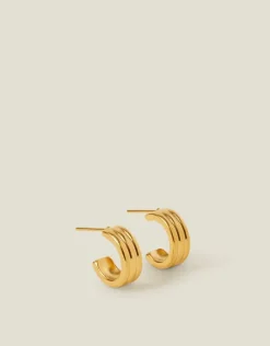 Accessorize 14ct Gold-Plated Ridge Huggie Hoop Earrings