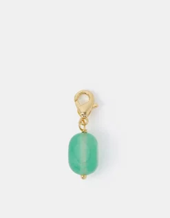Accessorize 14ct Gold-Plated Semi Precious Stone Charm Green