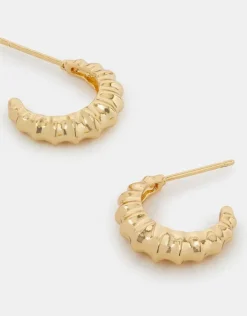 Accessorize 14ct Gold-Plated Shell Hoop Earrings