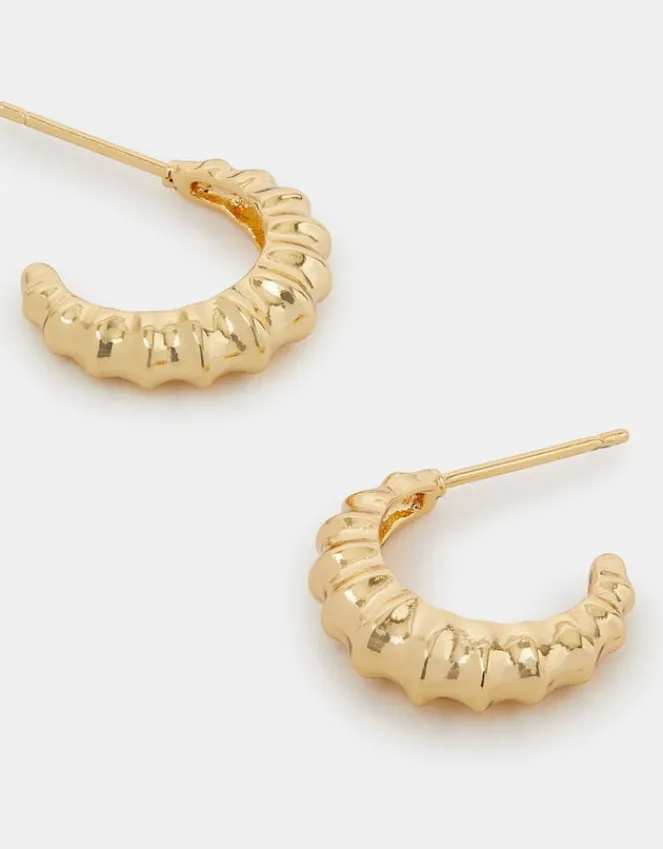 Accessorize 14ct Gold-Plated Shell Hoop Earrings