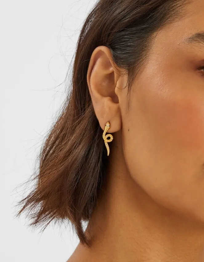 Accessorize 14ct Gold-Plated Snake Stud Earrings