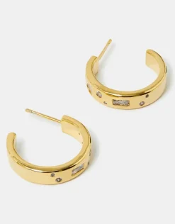 Accessorize 14ct Gold-Plated Sparkle Chunky Hoop Earrings