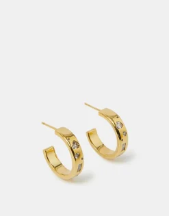 Accessorize 14ct Gold-Plated Sparkle Chunky Hoop Earrings
