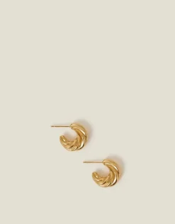 Accessorize 14ct Gold-Plated Stainless Steel Twist Hoop Earrings