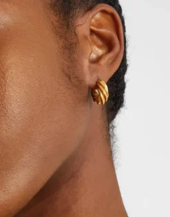 Accessorize 14ct Gold-Plated Stainless Steel Twist Hoop Earrings