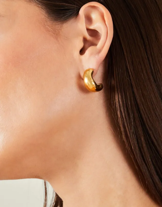Accessorize 14ct Gold-Plated Stainless Steel Molten Hoop Earrings
