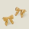 Accessorize 14ct Gold-Plated Stainless Steel Bow Earrings