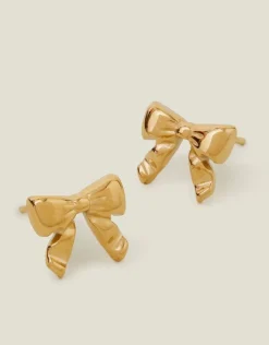 Accessorize 14ct Gold-Plated Stainless Steel Bow Earrings
