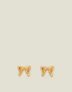 Accessorize 14ct Gold-Plated Stainless Steel Bow Earrings