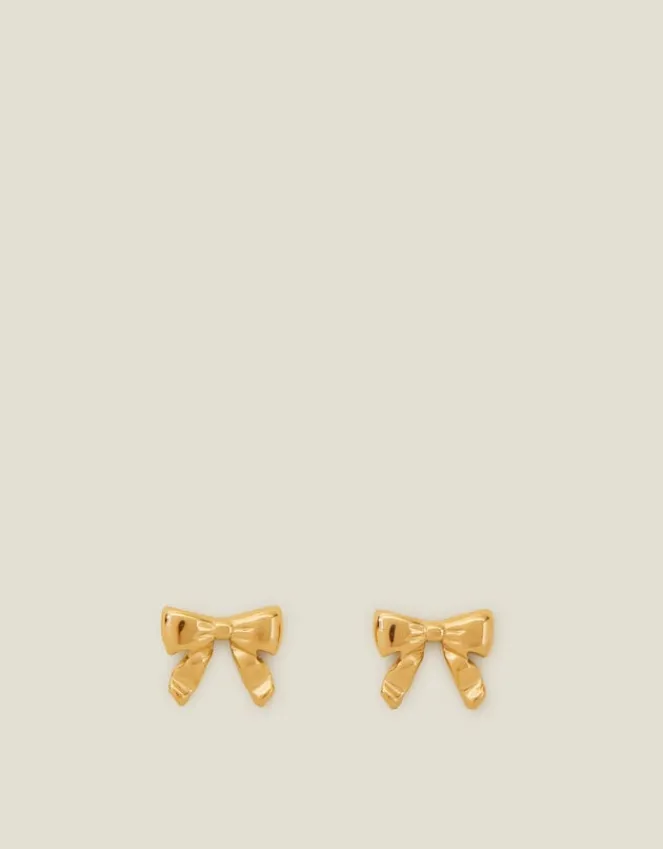 Accessorize 14ct Gold-Plated Stainless Steel Bow Earrings