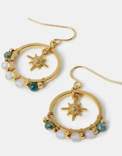Accessorize 14ct Gold-Plated Star Charm Hoop Earrings