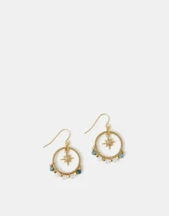 Accessorize 14ct Gold-Plated Star Charm Hoop Earrings