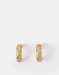 Accessorize 14ct Gold-Plated Star Diamant&eacute; Hoop Earrings