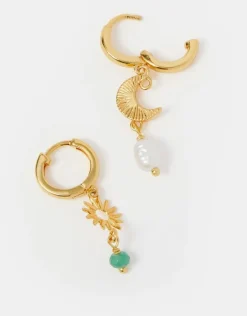 Accessorize 14ct Gold-Plated Sun & Moon Drop Earrings