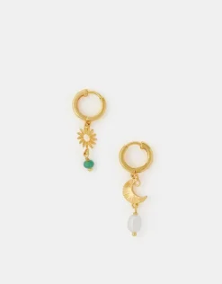 Accessorize 14ct Gold-Plated Sun & Moon Drop Earrings