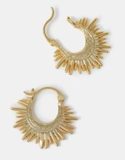 Accessorize 14ct Gold-Plated Sun Beam Hoop Earrings