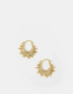 Accessorize 14ct Gold-Plated Sun Beam Hoop Earrings