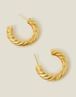 Accessorize 14ct Gold-Plated Twist Chunky Hoop Earrings