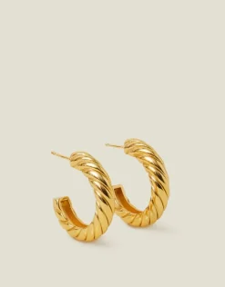 Accessorize 14ct Gold-Plated Twist Chunky Hoop Earrings