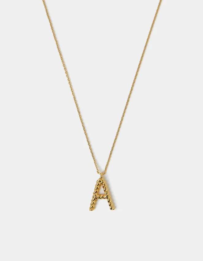 Accessorize 14ct Gold-Plated Twisted Initial Necklace Gold