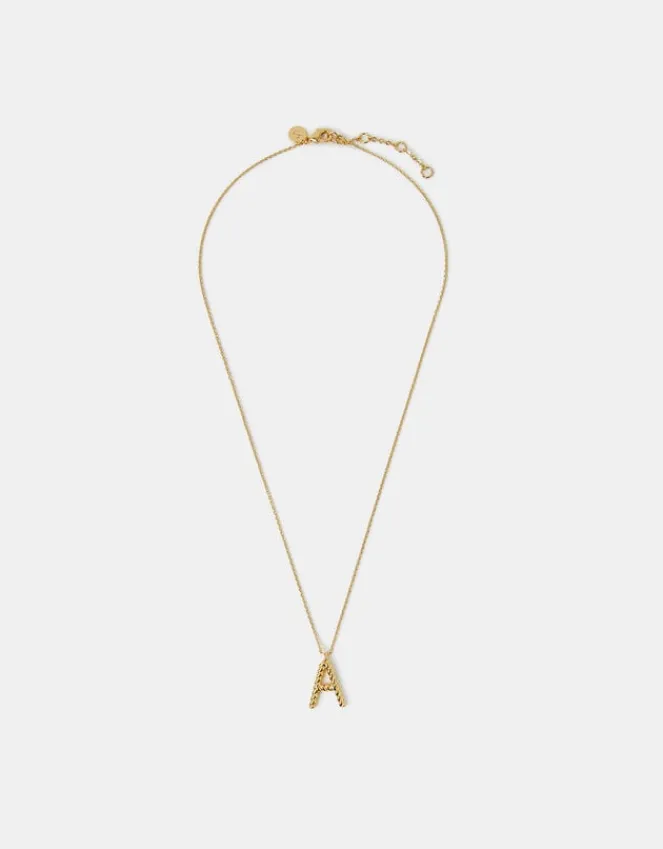Accessorize 14ct Gold-Plated Twisted Initial Necklace Gold