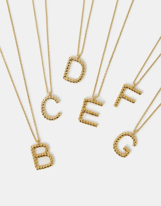 Accessorize 14ct Gold-Plated Twisted Initial Necklace Gold